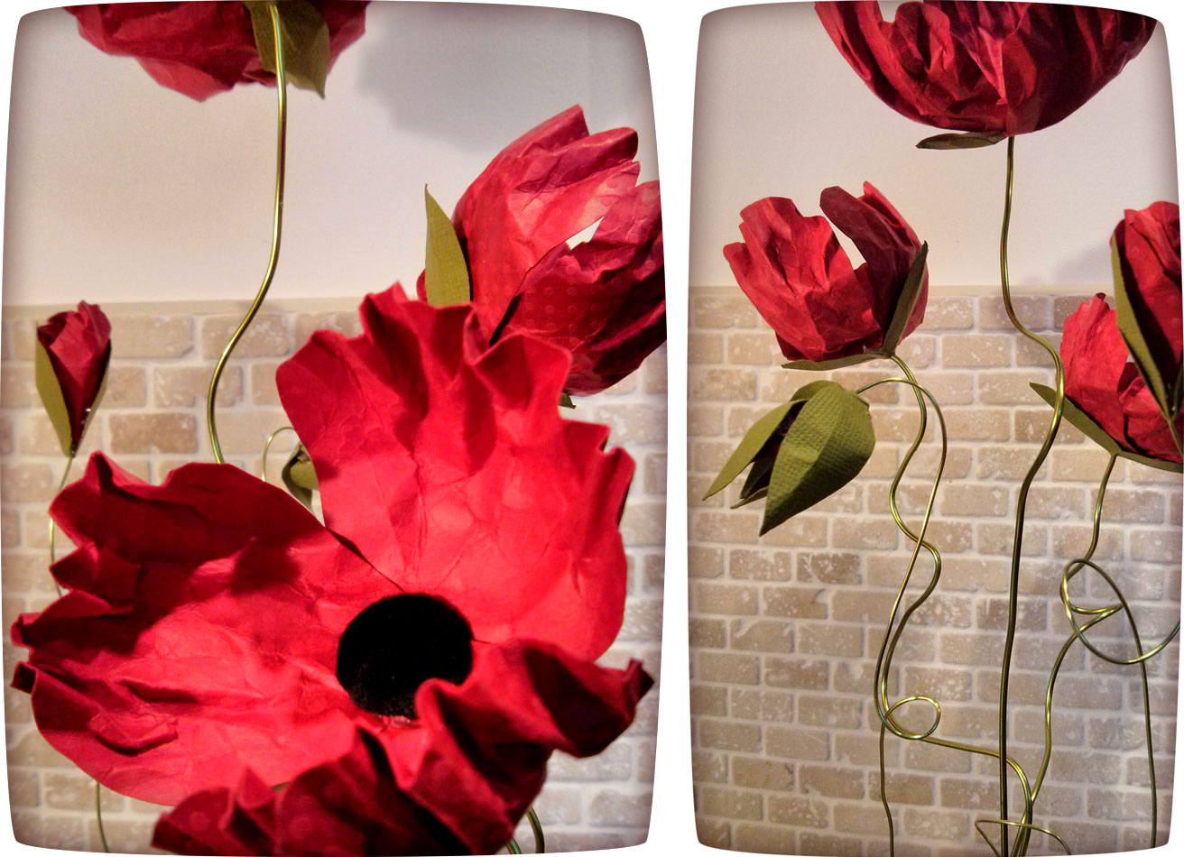 Bouquet de coquelicots en papier et fil d'aluminium